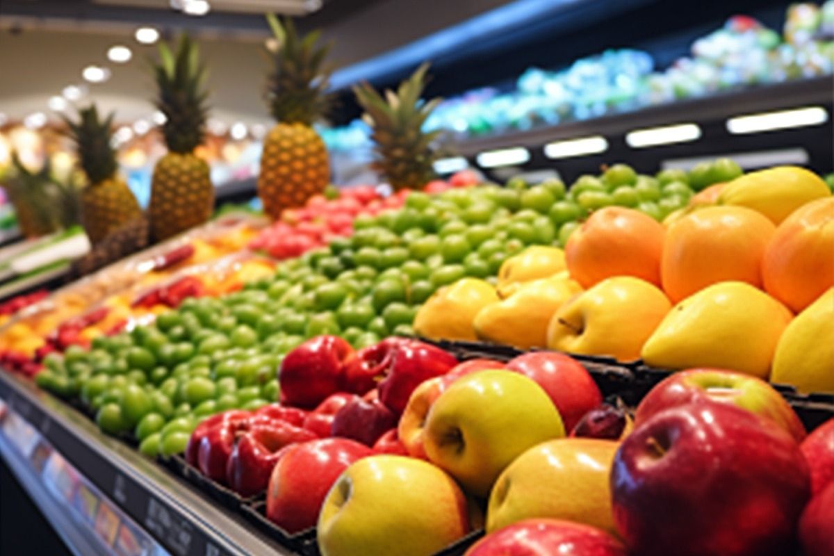 Obstauslage in einem Supermarkt